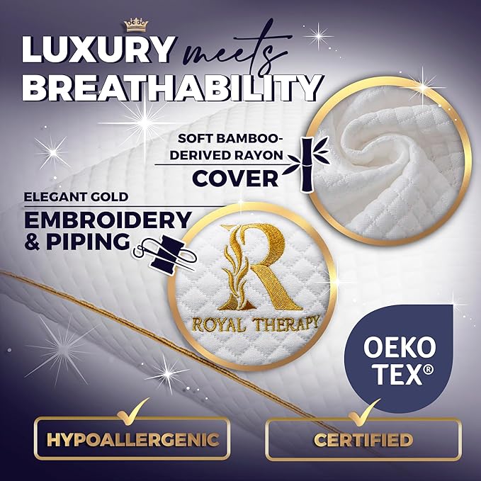 Royal Therapy Pillows Queen Size Set of 2, Shredded Memory Foam Pillows Queen, Rayon Derived from Bamboo Pillow
