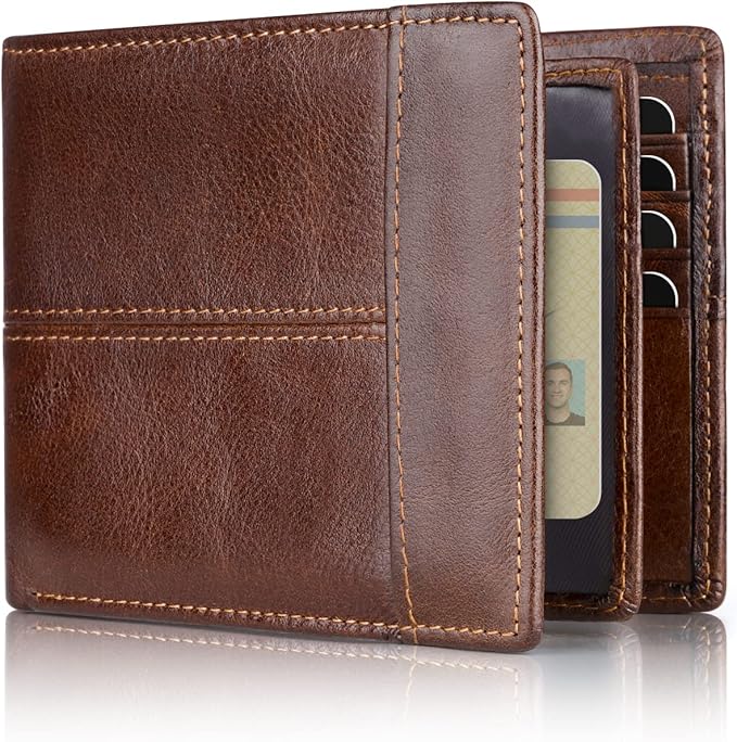Swallowmall Mens Wallet Rfid Blocking Leather Wallet for Men Bifold Wallet Leather with 1 ID Window 16 Card Slot