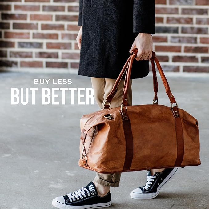Berliner Bags Vintage Leather Duffle Bag München for Travel or the Gym, Overnight Bag for Men and Women - Brown (Cognac)