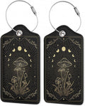 Zodiac Moon Phase Luggage Tag for Suitcase, Mushroom Luggage Tag with Privacy Flap & Name ID Label & Metal Loop, Travel Suitcase Tags for Women