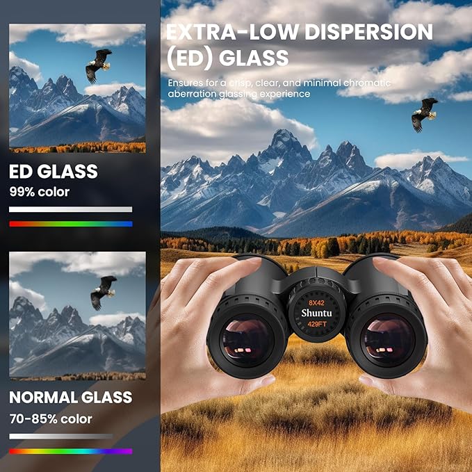 Premium ED Binoculars 10x42 for Adults - High Power HD Waterproof Binoculars for Bird Watching, Hunting & Travel