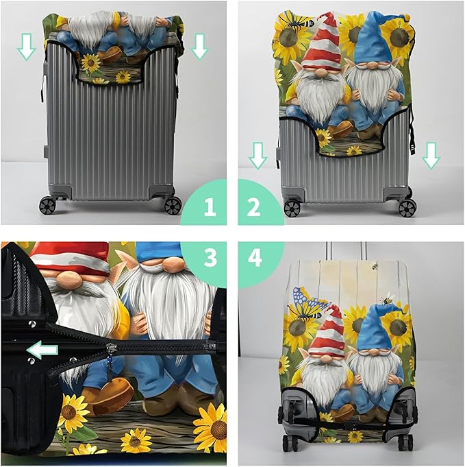 Luggage Cover + Tag, Dwarf Travel Suitcase Protector for 22-24 inch Luggage (M), Dustproof, Anti-Scratch