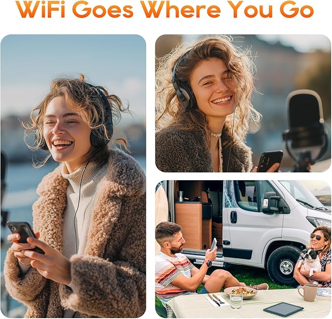 Portable Mobile Hotspot–eSIM Global WiFi Hotspot,No SIM Card/Contract Needed, 16Devices,180+ Countries, Compact Wireless Router for International Trips & Business【Free 5GB US Data for 15 Days】