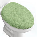 Microfiber Elongated Toilet Seat Cover 19.5"x 15" Machine Washable Solid Toilet Lid Cover Adjustable Rubber Backing Fits Most 18-19.5" L x 14-16" W Elongated Toilet Seat