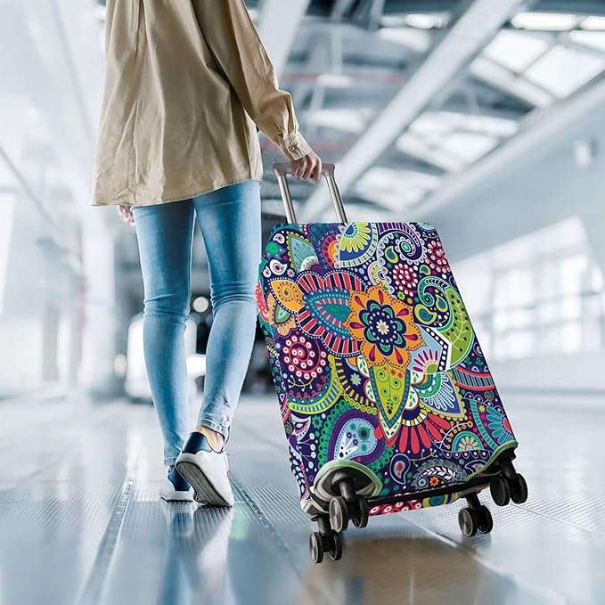 Travel Luggage Cover Suitcase Protector Fits 18-32 Inch Wheel Covers PatternedTravel Related Items Flower Luggage Protector Elastic XL