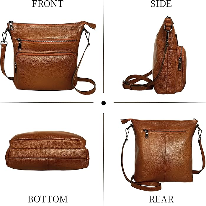 HESHE Crossbody Bags for Women Leather Handbags Designer Shoulder Purse with Pockets Satchel Purse Travel Bag