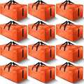 12 Pack Large Strong Moving Bags with Zippers & Carrying Handles - Water-Resistant - Heavy Duty Storage Tote for Space Saving, Fold Flat, Alternative to Moving Box (Orange)