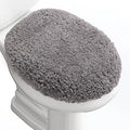 Microfiber Elongated Toilet Seat Cover 19.5"x 15" Machine Washable Solid Toilet Lid Cover Adjustable Rubber Backing Fits Most 18-19.5" L x 14-16" W Elongated Toilet Seat