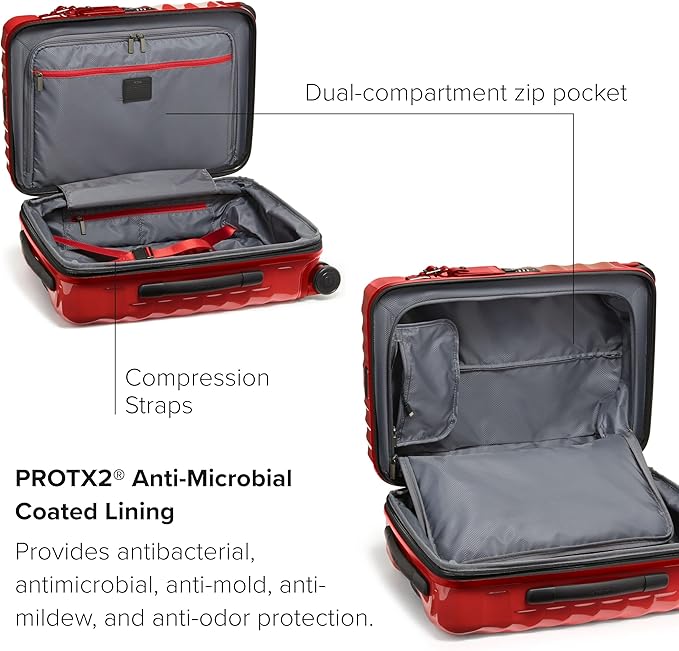 TUMI - 19 Degree International Expandable 4 Wheeled Carry-On - Hard Shell Suitcase - 21.8" X 14.0" X 9.0" - Red
