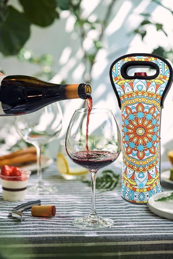 Neoprene Wine Tote Insulated Bag Single Bottle Wine Carrier Built Wine Bottle Holder for Travel