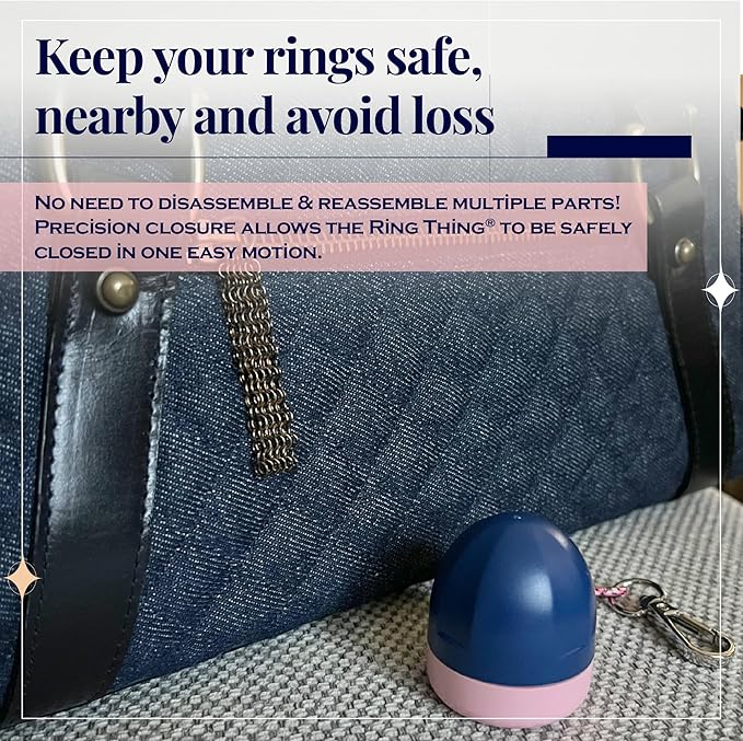 RING THING - Ring Holder Keychain, Jewelry Organizer and Storage, Portable Waterproof Ring Holder, Pill Box Keychain Container, Gym Accessory, and Travel Ring Case (Pink & Blue)