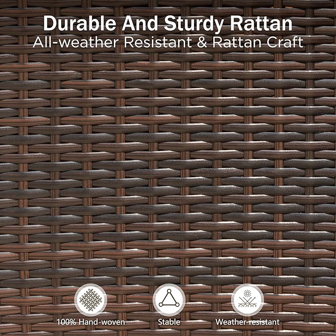 PHI VILLA 4 Pieces Patio Cushioned Rattan Chairs, Outdoor Modern PE Wicker Dining Armchair with Removable Cushions for Deck, Yard, Porch