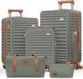 SHOWKOO Luggage Sets 3 Piece Hardside Expandable Suitcase with Double Spinner Wheels Tsa Lock, (Green, 5 piece set)