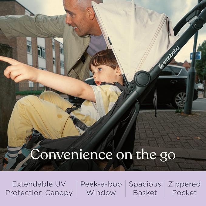 Ergobaby Metro 3 All in One Compact Baby Stroller, Lightweight Travel Stroller, Easy One-Hand Fold for Overhead Airplane Storage (Carries up to 50 lbs), Car Seat Compatible, Soft Olive