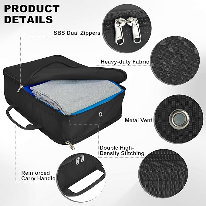 Extra Large Compression Packing Cubes for Travel Essentials, 2 Set Expandable Travel Cubes for Packing Bags Suitcase Organizer, Black
