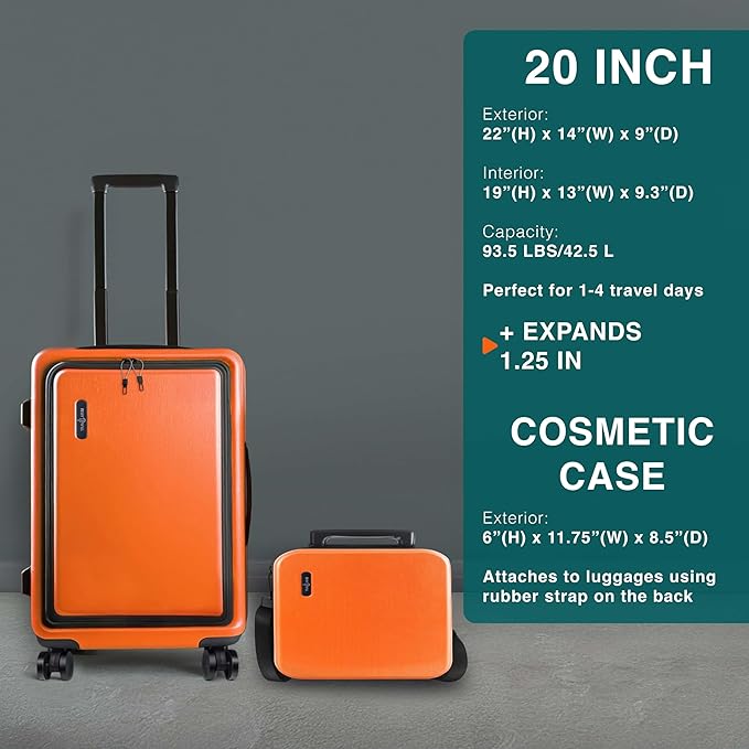Luggage Sets 3 Piece, 22 Inch Carry on Luggage and 28 Inch Suitcases with Wheels Spinner, Durable Hard Shell Suitcase Set, Expandable Travel Suitcase, Orange