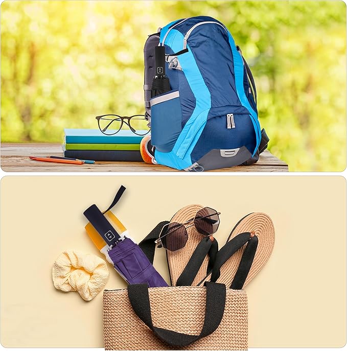 46 Inch Compact Umbrellas for Rain - Travel Small Umbrella - Automatic Folding Umbrella - Windproof Portable Umbrella, Double 10-rib
