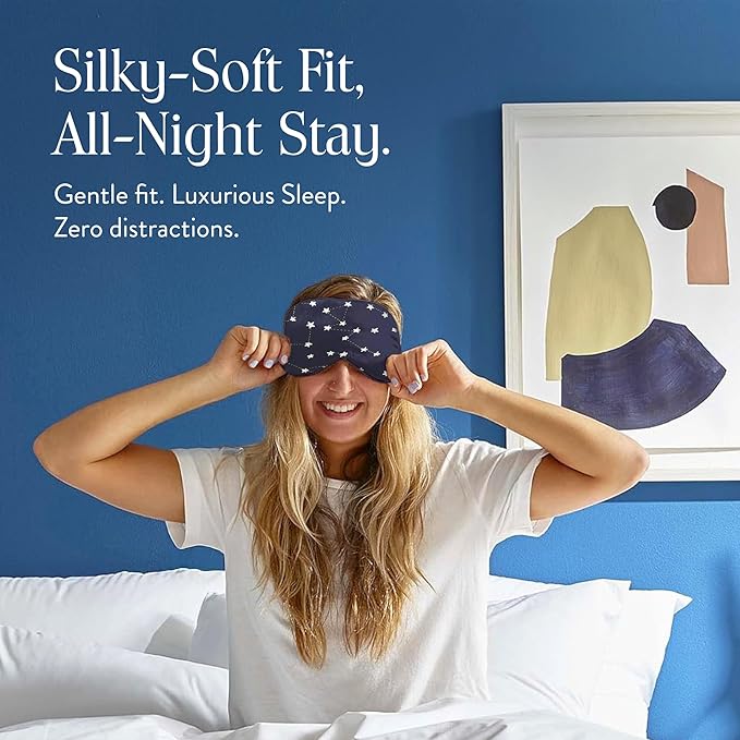 Brooklinen Silk Eye Mask for Sleeping – Celestial Blue, 100% Mulberry Silk Sleep Mask with Soft Elastic Strap, Machine Washable, Breathable & Cool-to-The-Touch – Ideal for Sleeping & Traveling