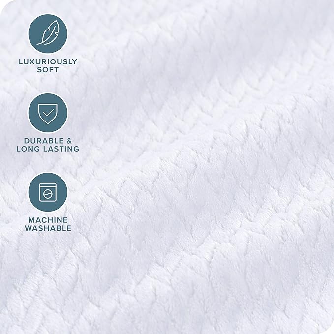 Bare Home Textured Fleece Blanket - Full/Queen - Ultra-Soft Lightweight for Bed, Sofa, and Couch - Luxury Microplush - Cozy Warm Blanket (Full/Queen, Chevron White)