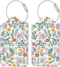 Fintie Luggage Tags, Privacy Cover ID Label with Stainless Steel Loop and Address Card for Travel Bag Suitcase, Spring (2 Piece)