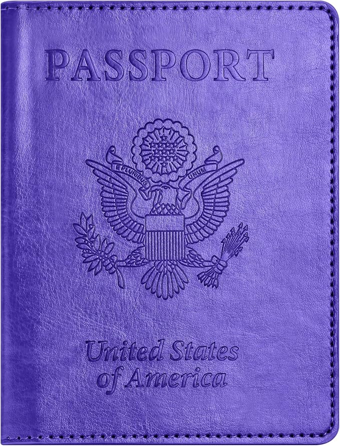 Passport and Vaccine Card Holder Combo, Passport Holder with Vaccine Card Slot, Passport Wallet, Passport Cover, Passport Case, Passport Holder for Women and Men(AKA-Bright purple)