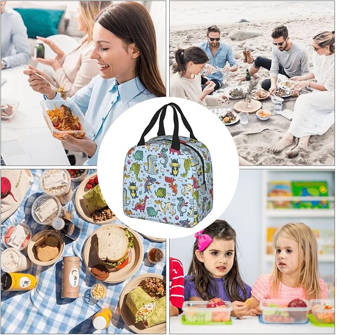 Cute Dragon Lunch Box Animal Lunch Bag Insulated Reusable Lunch Tote Bag Cooler Tote Bag for Men Women