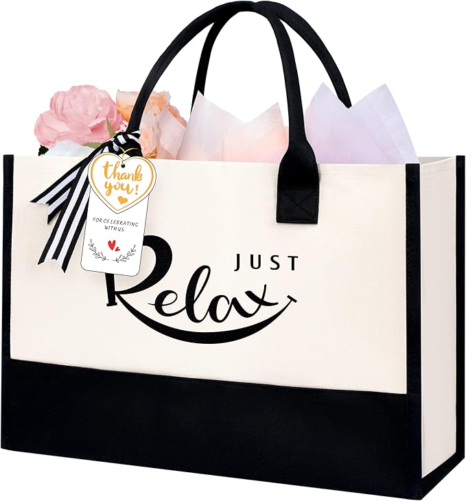 BAGAIL Initial Tote Bag, Personalized Birthday Gifts for Women, Teacher, Friends, Mom, Wedding, Monogrammed Beach Bag
