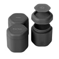 Cadence Travel Containers - Body Care Capsule Set - Magnetic Containers with Lids,Carry On Travel Essentials for Women/Men - 3 Flex Mediums (1.32oz) - Body Wash, Lotion & Sun Icon Labels - Charcoal