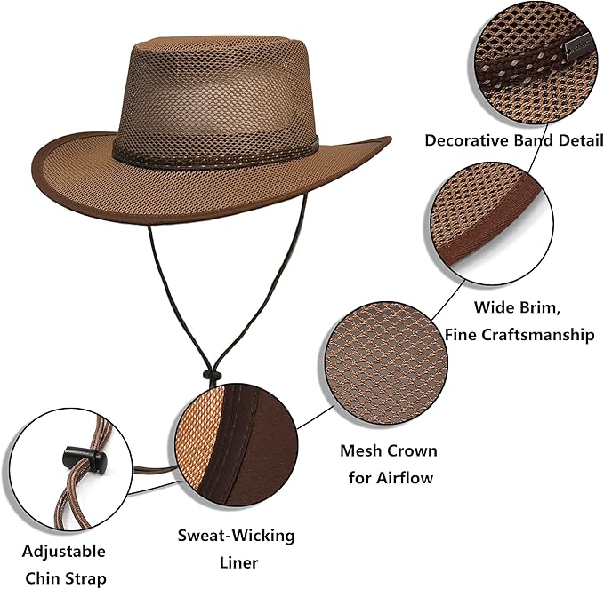 Elias Mesh Breezer Hat for Men & Women - Lightweight Breathable Sun Protection with Wide Brim