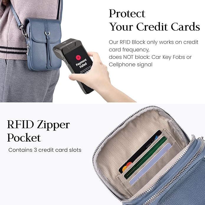 befen Genuine Leather Small Crossbody Bags for Women, Multi Pocket Cell Phone Crossbody Purse with RFID Blocking Card Slots
