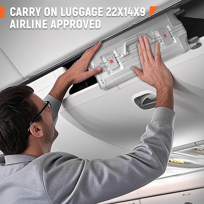 UrbanExplorer All Aluminum Carry On Luggage 22x14x9 Airline Approved Heavy Duty Hard Shell Suitcases Zipperless Suitcase with TSA Lock, Sliver, 20 Inch