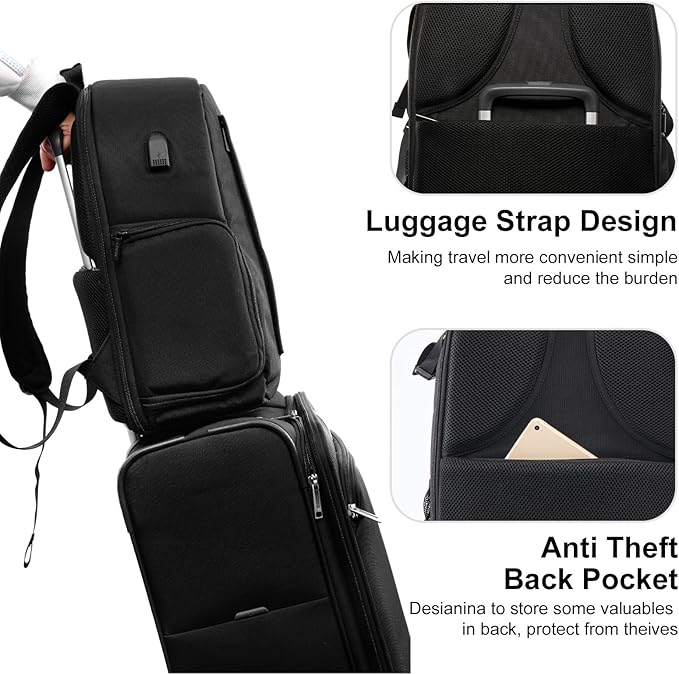 CADeN Camera Backpack Bag for DSLR/SLR Mirrorless Camera Waterproof with 15.6 inch Laptop Compartment, USB Charging Port, Tripod Holder, Rain Cover, Camera Case Compatible for Sony Canon Nikon Black L