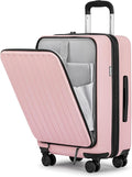 KYME 22-Inch Hardside Small Suitcase, 100% PC Hard Shell with Laptop Compartment, TSA Lock, Double Wheels, Pink