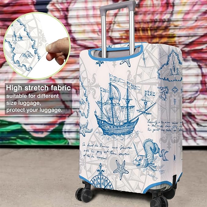 Travel Luggage Cover Suitcase Protector Fits 18-32 Inch Wheel Covers PatternedTravel Related Items Flower Luggage Protector Elastic M