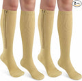 CASMON 2 Pairs Zipper Compression Socks for Women & Men, 15-20 mmHg Closed Toe Knee High Support Sock with Zipper for Varicose Vein Edema