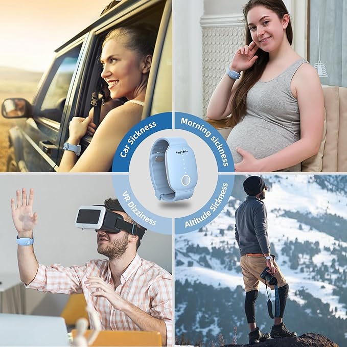 EmeTerm Fashion FDA-Cleared Relieve Nausea Electrode Stimulator Morning Sickness Motion Travel Sickness Vomit Relief Rechargeable No Gel Drug Free Wrist Bands Without Side Effects