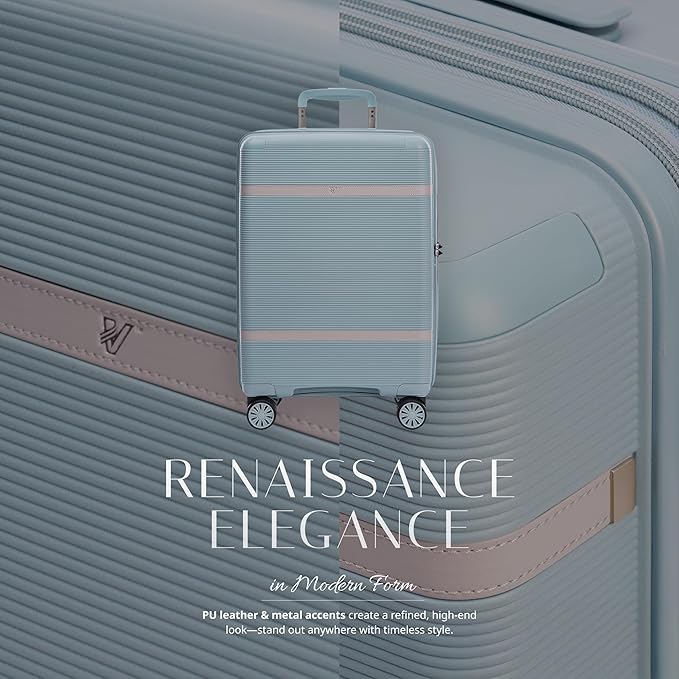 Verage Florence Hardside Carry-On Luggage with Spinner Wheels, Lightweight Expandable Suitcase with TSA Lock, Artist-Inspired Stylish Travel Luggage for Women, 20-Inch, Aqua Mist
