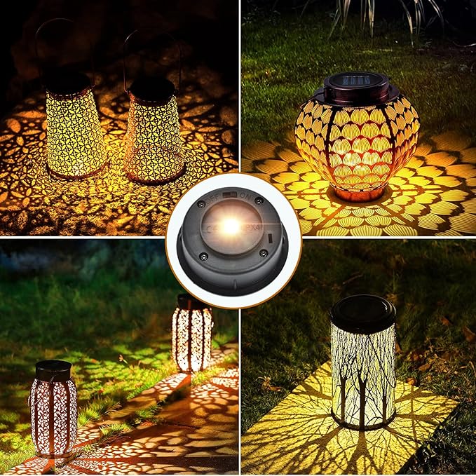 ELUTENG Solar Light Replacement Top 4 Pack (Top Size 2.76 inch, Bottom Size 2.42 inch) LED Solar Lantern Light Lids Outdoor Waterproof Replacement Solar Light Tops Warm White LED