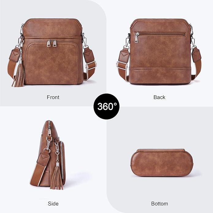 Crossbody Purse for Women,Lightweight Medium Crossbody Bag Soft Leather Women's Shoulder Handbags with Tassel