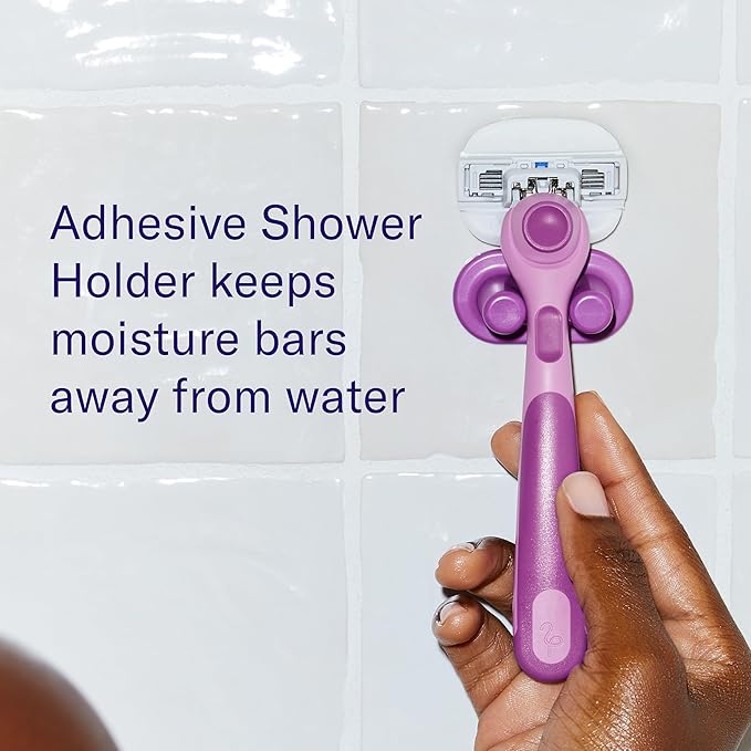 Flamingo Moisture Plus Women's Razor Set - Razor Handle, Blade Refill, and Shower Holder - Fig