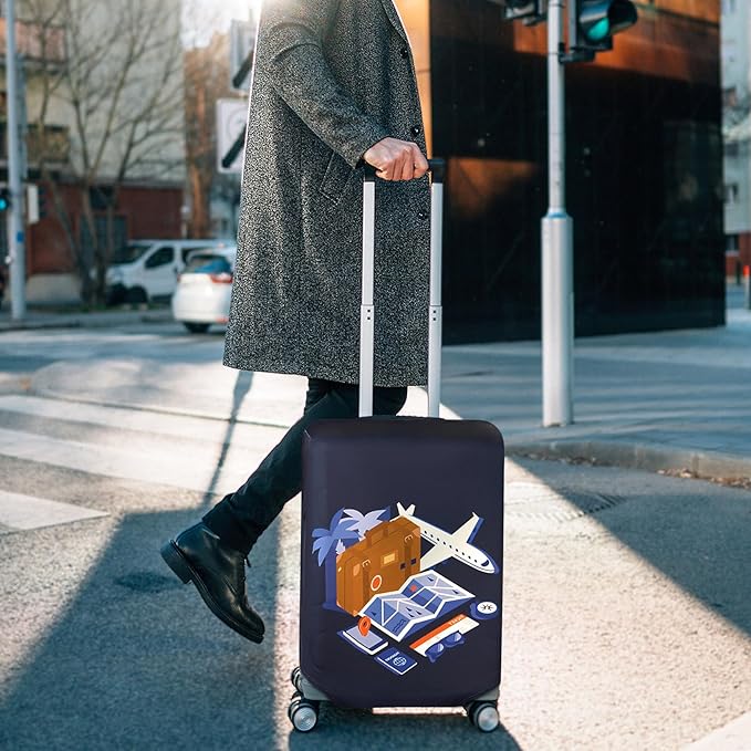 HYPER VENTURE Washable Luggage Cover - Fashion Suitcase Protector Fits 27-30 Inch Luggage (Journey, L)
