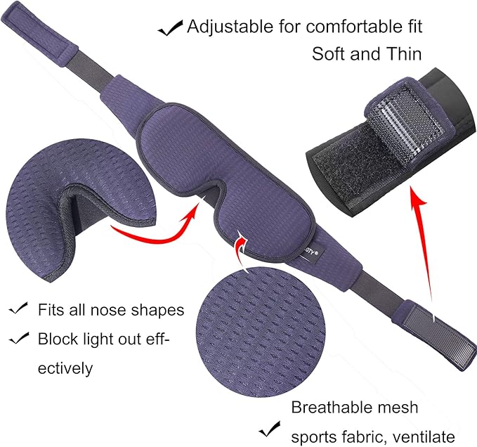 Sleep Mask for Men and Women 3D Contoured Eye Mask Patented Adjustable Light Blocking Night Mask for Sleeping (Blue)