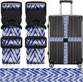 2 Pack Luggage Straps for Suitcases, Adjustable Travel Belt with Double Lock and Quick Release Buckle, Heavy Duty Nylon Bag Packing Strap, Unique Identifiers Business Travel Accessories-Blue Wave