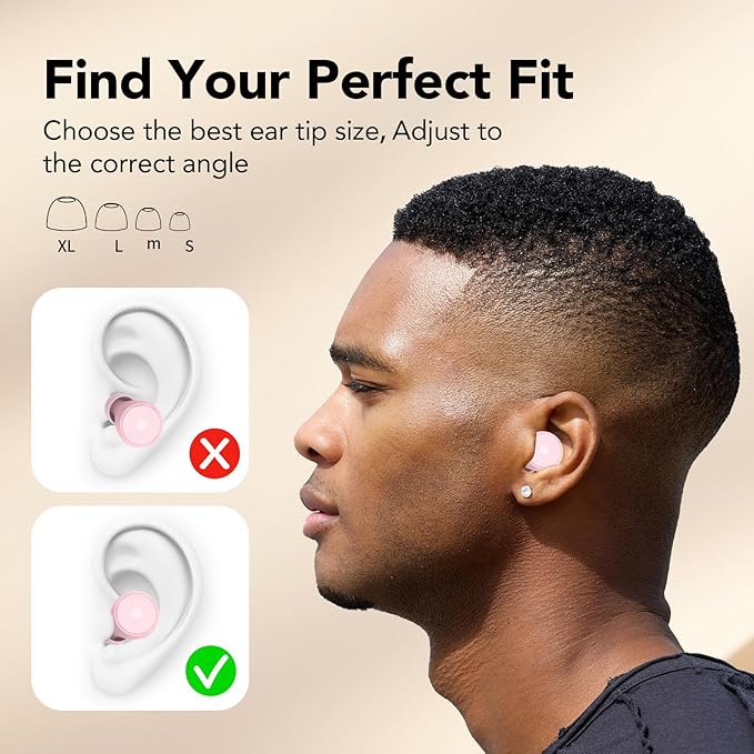 Ear Plugs for Sleeping Noise Cancelling -45dB, Soft and Reusable Silicone Hearing Protection Earplugs with 8 Eartips and Carrying Case, for Sleeping, Concert, Working, Studying, Traveling (Pink)