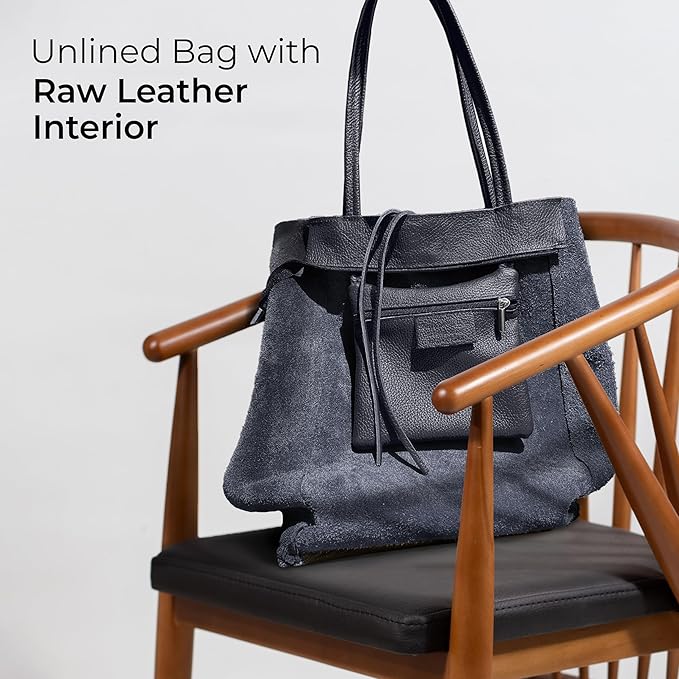 Italian Calf Leather Tote for Women with Zipper, Inner Pocket & Flat Base | Soft Unlined Shopper for Work & Travel
