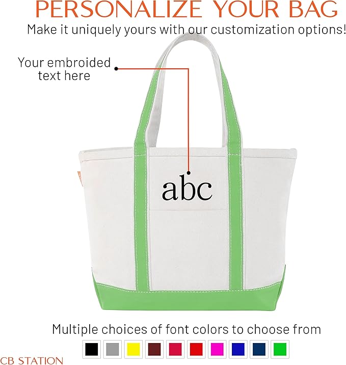 CB STATION Medium Classic Canvas Tote Bag for Women, Top Zipper Closure, Outer Pocket, Daily Essentials, Groceries, Traveling