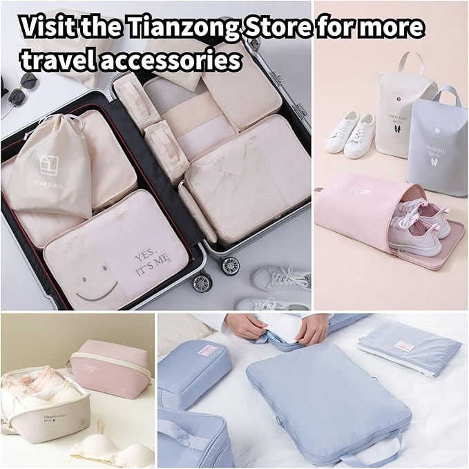 tianzong Compression Packing Cubes for Suitcases, Luggage Organizer Bags Set for Travel (Pink, 2 Pack Medium)