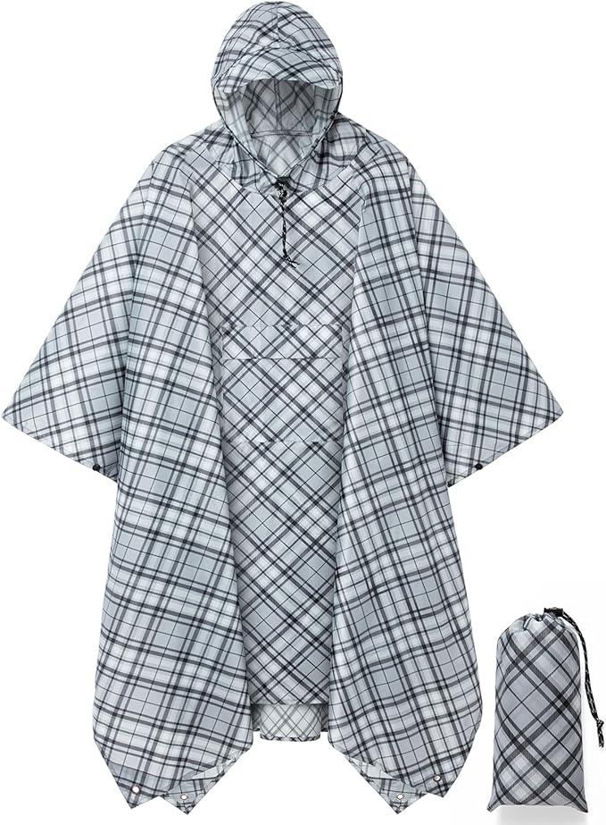 salamra Hooded Rain Poncho Waterproof Raincoat Jacket for Men/Women/Adults with Pocket