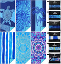 6 Pack Lightweight Thin Beach Towel Oversized 71"x32" Big Extra Large Microfiber Sand Free Towels for Adult Quick Dry Travel Camping Beach Accessories Gift Turtles Tie Dye Coconut Tree Mandala Stripe