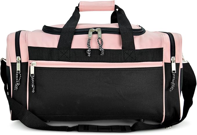 DALIX 21" Blank Sports Duffle Bag Gym Bag Travel Duffel with Adjustable Strap in Pink